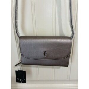 Simply Vera Wang Mini Envelope Crossbody Bag Purse - Chrome Gray - New